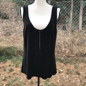 Black Knit Tank W/Pleat Detail - Sz 1X-EUC